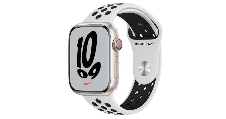 Apple Watch Nike Series GPS Cellular, 45mm Starlight Aluminium Case  with Pure Platinum/Black Nike Sport Band – Regular Infinity ZA